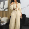 Autumn Women's Long Sleeve Shirt Loose Wide-Leg Pants casual two piece set