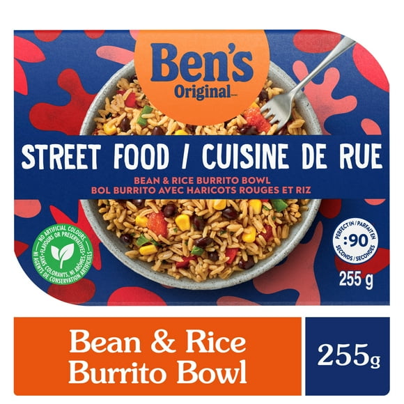 BEN'S ORIGINAL Street Food Bean & Rice Burrito Bowl, Prepared Entr??e, Microwave in 90 Seconds, 255 g, Ben's Original Street Food Bean and Rice Burrito Bowl 255g