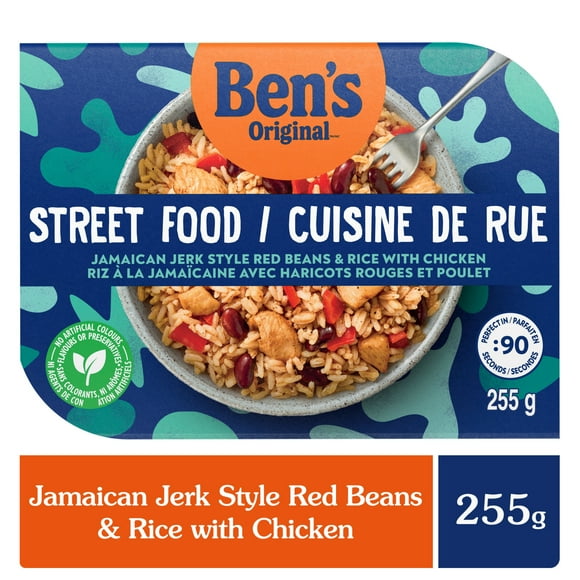 BEN'S ORIGINAL Street Food Jamaican Jerk Style Beans & Rice with Chicken, Prepared Entr??e, Microwave in 90 Seconds, 255 g, Ben's Original Street Food Jamaican Jerk Style Red...