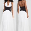 Contrast color sexy Holidays Casual Halter Neck deep v Low Back long dress