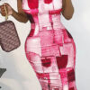 cute print batch printing mesh dress