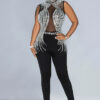 Fashion Women's Solid Color Beaded Mesh Sleeveless Jumpsuit