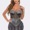Sexy beaded see-through strap bodycon dress