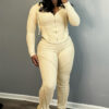 Spring-Summer Hooded Zip-Up Long-Sleeve Slim Fit Casual Two-Piece Pants Set