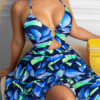 Strappy Printed Ruffle Dress