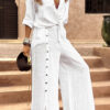 Summer Casual Shirt and Wide Leg Pants Two-piece Set