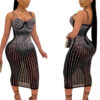 Summer Party Sexy Beaded Push Up Strap Midi Dress