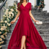 V-Neck Solid Color Summer Elegant Slim Long Formal Party Dress