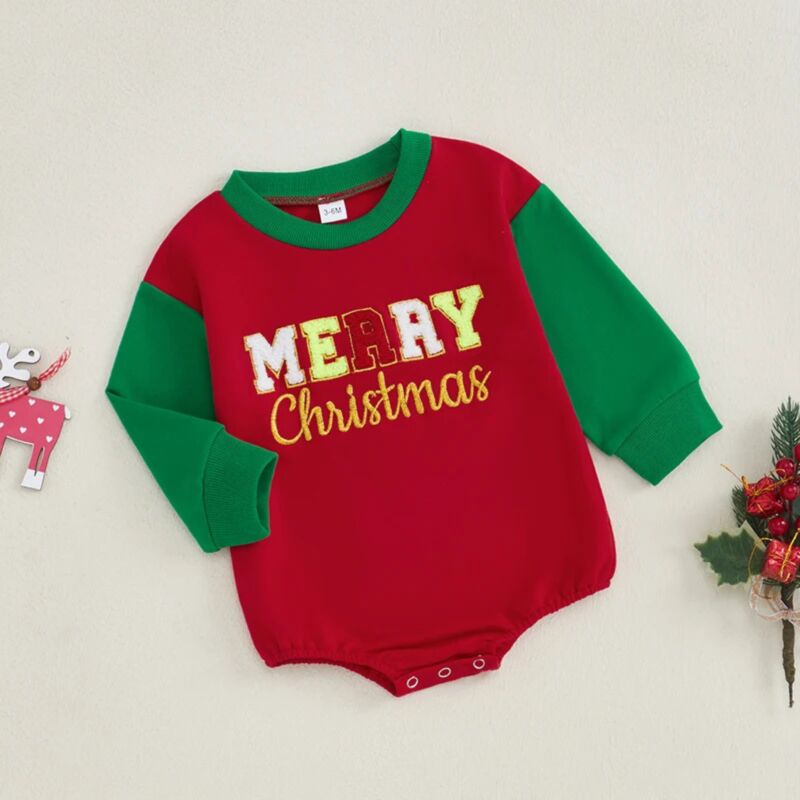 Wholesale 0-12M Baby Christmas Letter Embroidered Color