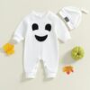 Wholesale 0-18M Baby Halloween Ghost Smiley Face Jumpsu