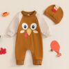 Wholesale 0-18M Baby Thanksgiving Turkey Print Colorblo