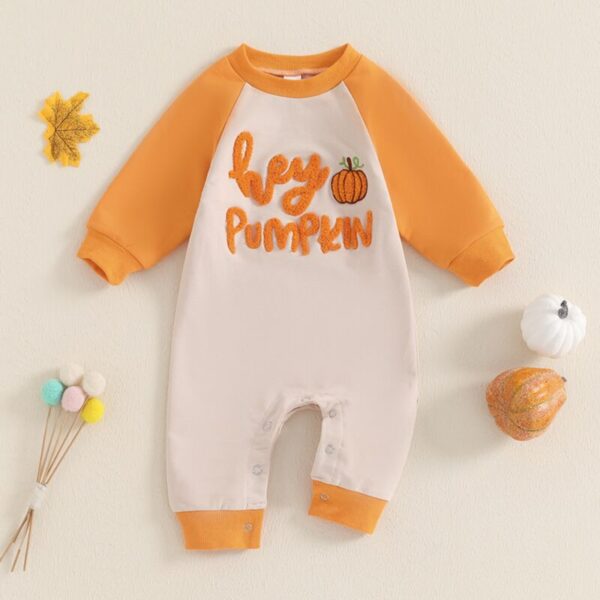 Wholesale 0-18M Infant Halloween Pumpkin Embroidery Col