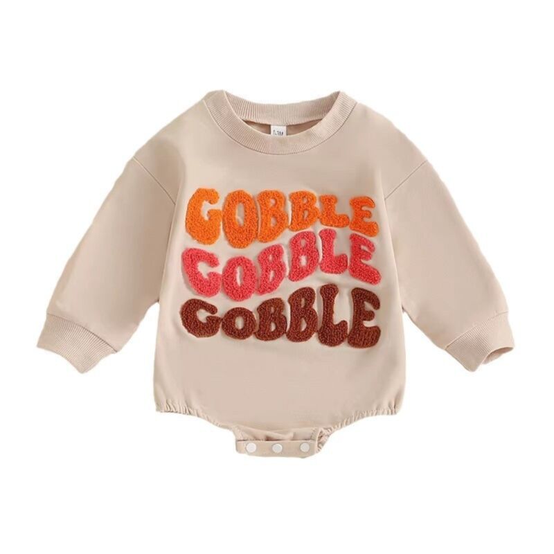 Wholesale 0-18M Letters Embroidery Printed Long Sleeve