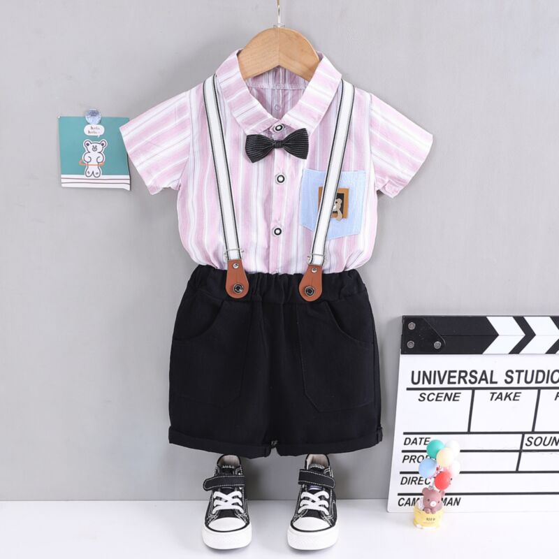 Wholesale 12M-4Y Toddler Boys Suit Sets Striped Shirts