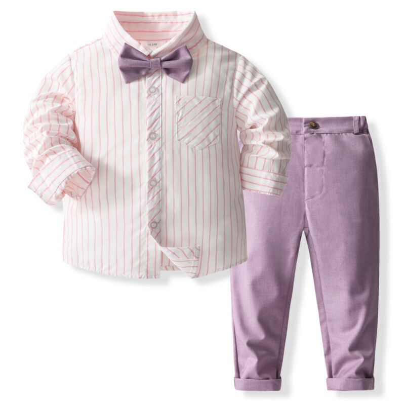 Wholesale 12M-5Y Toddler Boys Birthday Sets Bowtie Stri