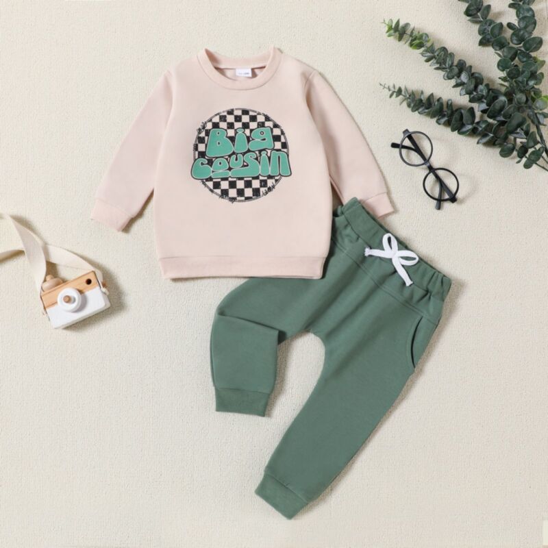 Wholesale 12M-5Y Toddler Boys Letter Plaid Print Sweats