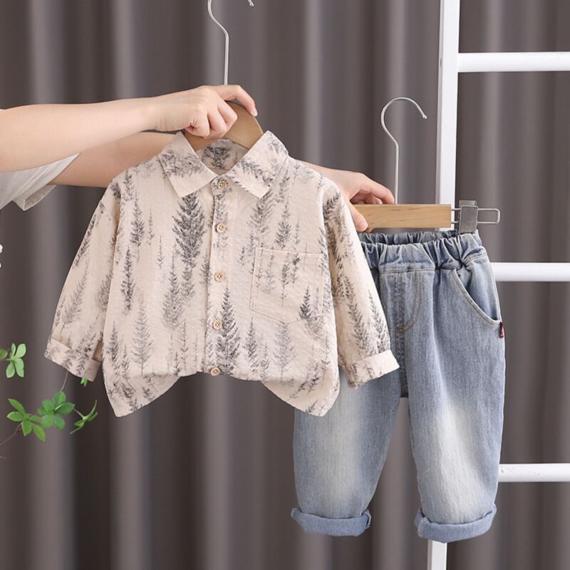 Wholesale 12M-5Y Toddler Boys Printed Lapel Shirts And
