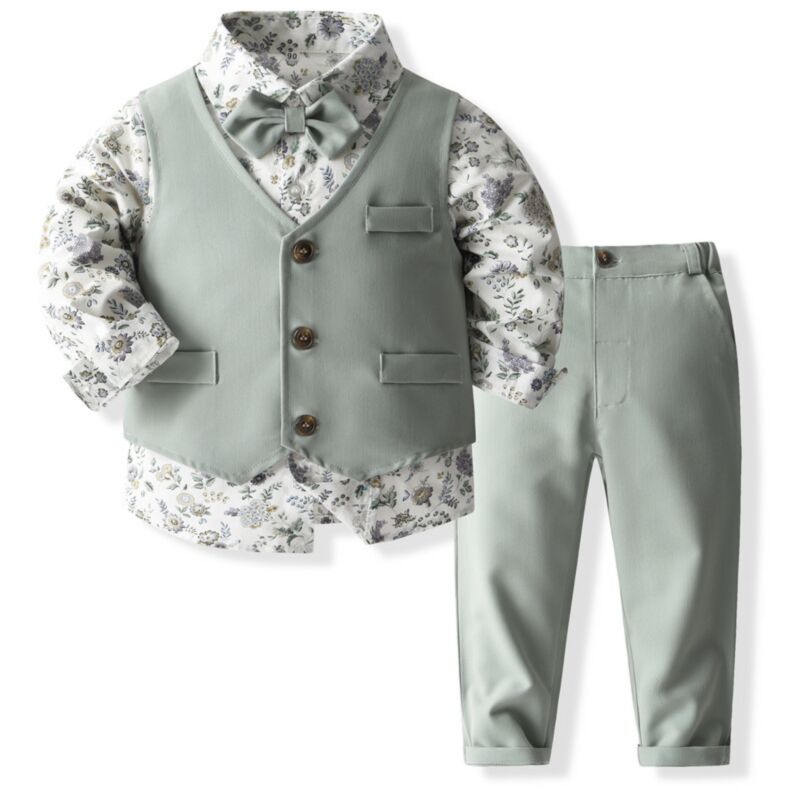Wholesale 12M-5Y Toddler Boys Sets Floral Shirts & Vest