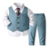Wholesale 12M-5Y Toddler Boys Suit Sets Blue Shirts & V