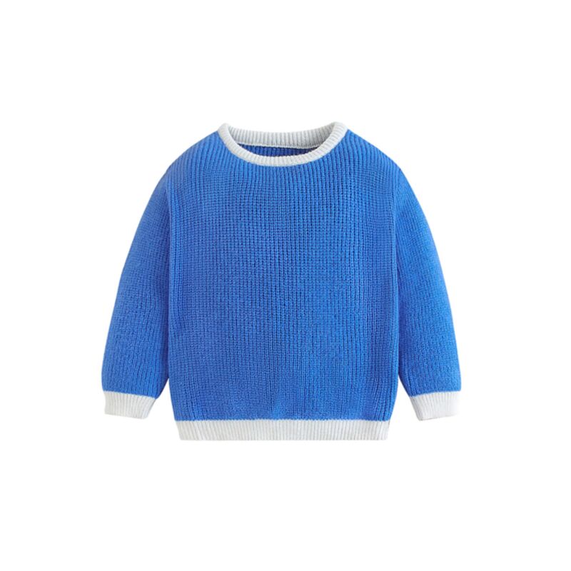 Wholesale 12M-5Y Toddler Contrast Sweater Crewneck Knit
