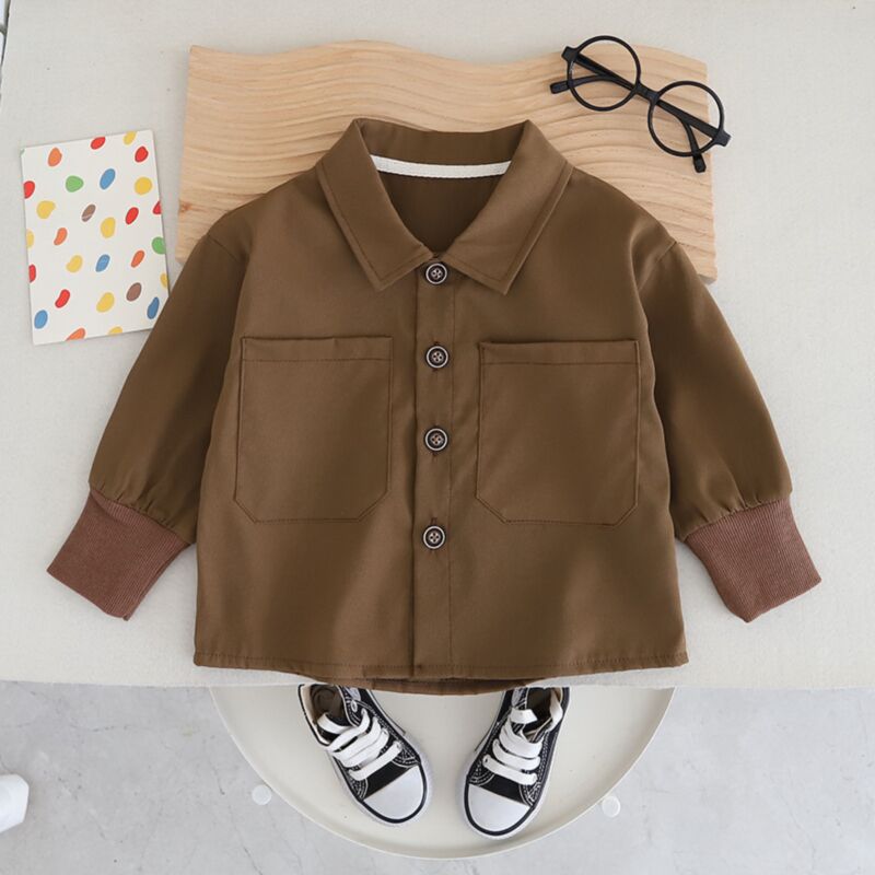 Wholesale 12M-5Y Toddler Long Sleeve Button Down Shirts