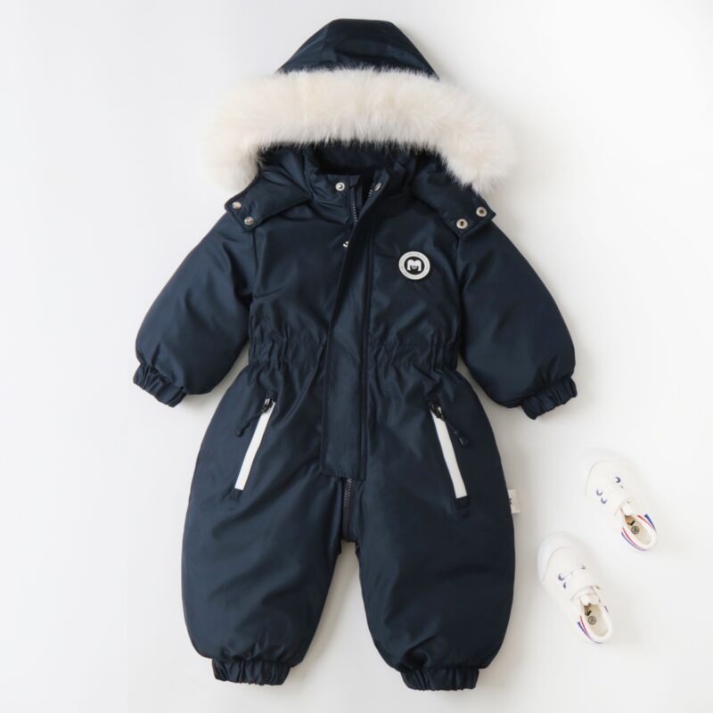 Wholesale 18M-5Y Fur Collar Hooded Plus Fleece Toddler
