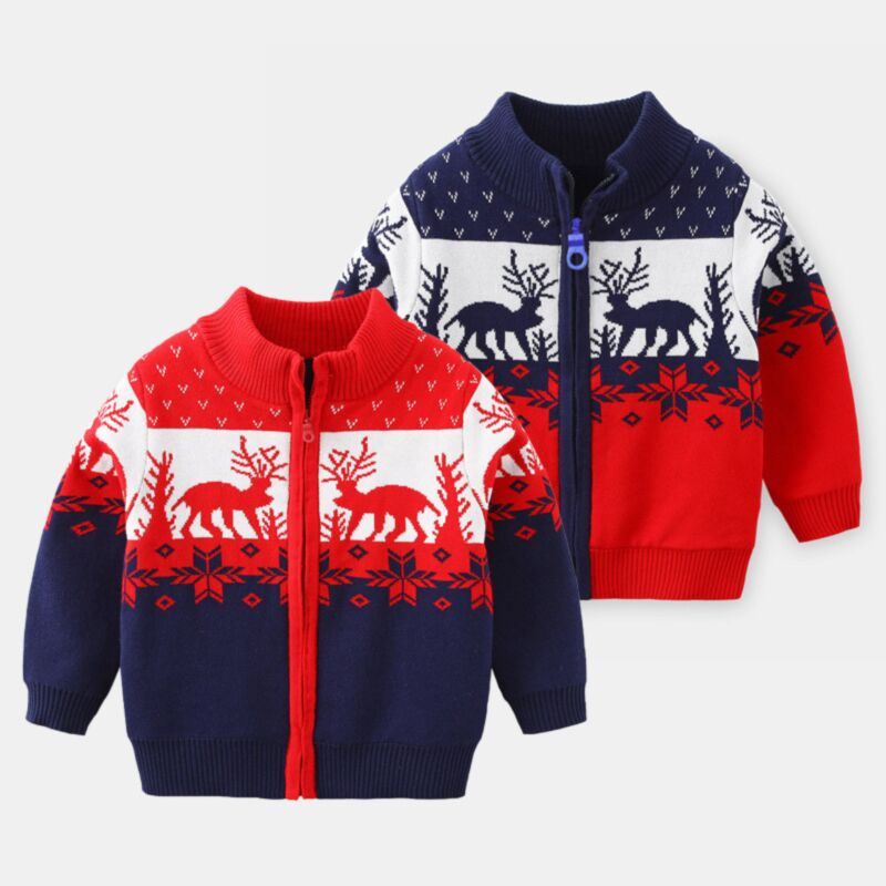 Wholesale 18M-6Y Toddler Boys Christmas Zipper Turtlene