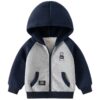 Wholesale 18M-6Y Toddler Boys Contrast Fleece Hooded Ja