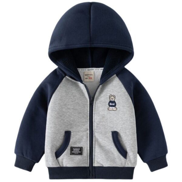 Wholesale 18M-6Y Toddler Boys Contrast Fleece Hooded Ja