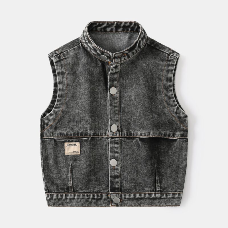 Wholesale 18M-6Y Toddler Boys Denim Vest Stand Collar C