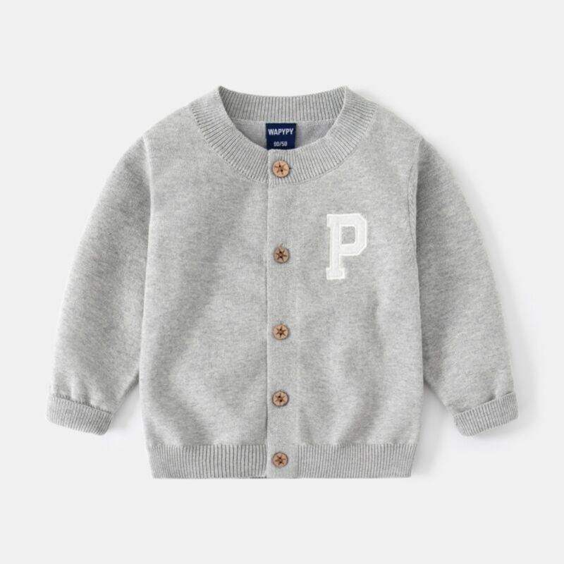 Wholesale 18M-6Y Toddler Boys Letter Button Crew Neck C