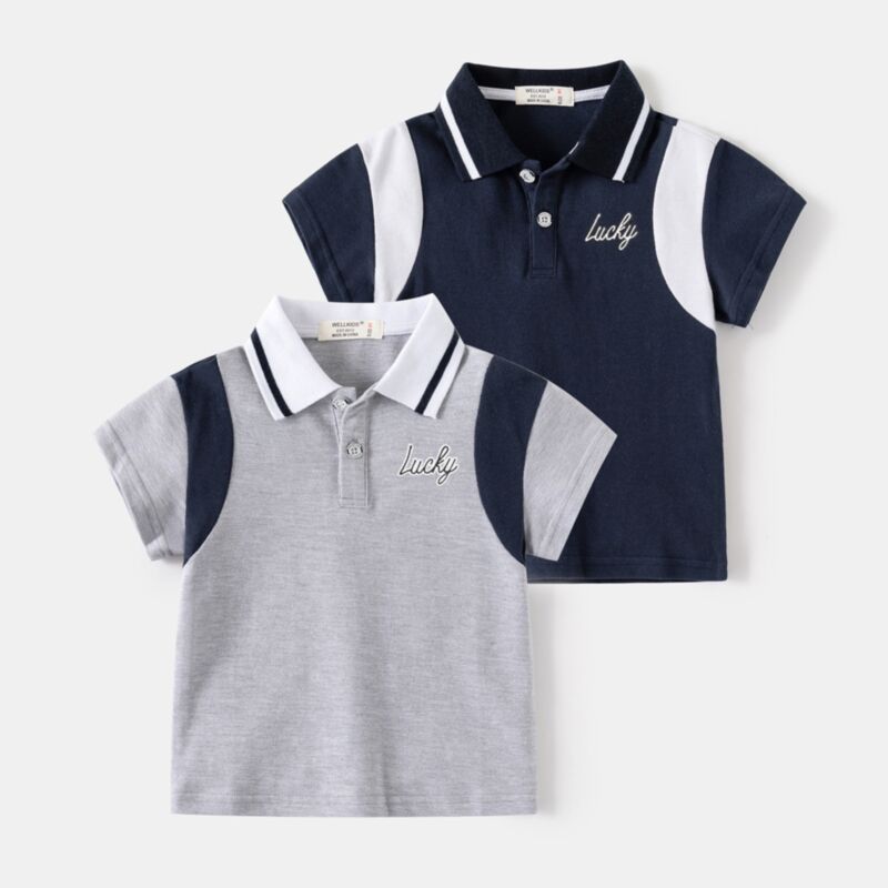 Wholesale 18M-6Y Toddler Boys Letter Short Sleeve Lapel