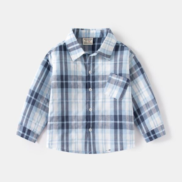 Wholesale 18M-6Y Toddler Boys Plaid Shirts Lapel Long S
