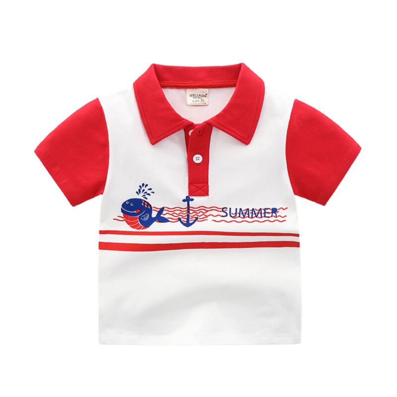 Wholesale 18M-6Y Toddler Boys Spliced Colorful Lapel Sh
