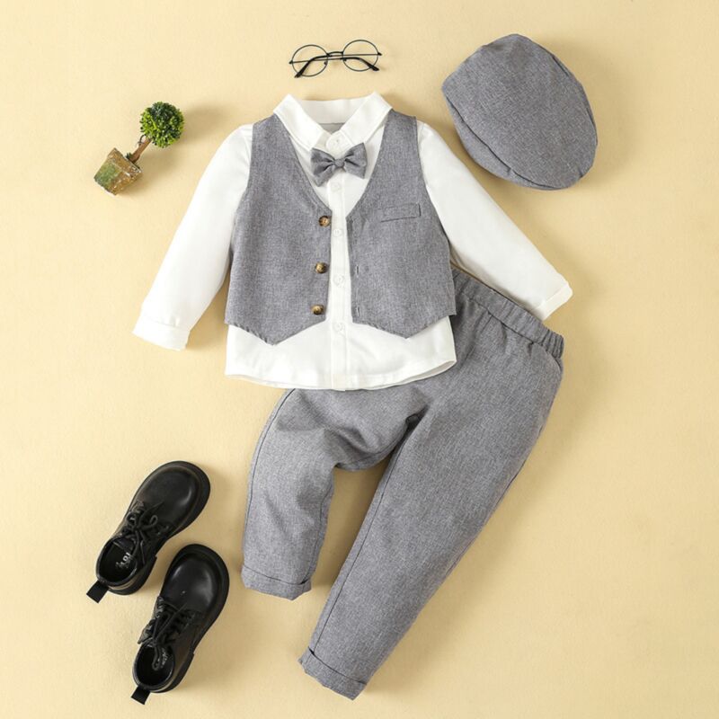 Wholesale 18M-6Y Toddler Boys Suit Sets Gray Vest & Shi