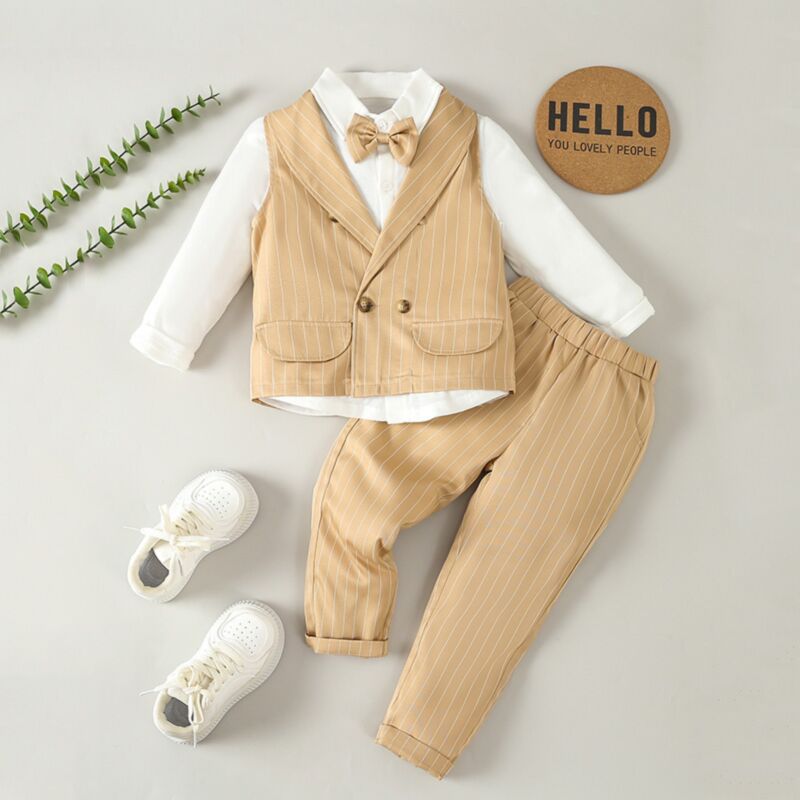 Wholesale 18M-6Y Toddler Boys Suit Sets Striped Vest &