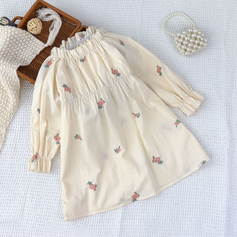 Wholesale 18M-6Y Toddler Girls Floral Embroidery Long S