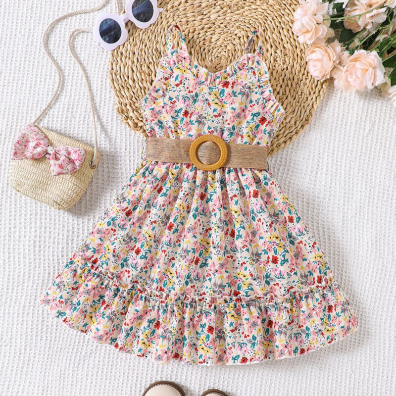 Wholesale 18M-6Y Toddler Girls Halter Floral Dresses Wi