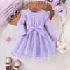 Wholesale 18M-6Y Toddler Girls Long Sleeve Star Mesh Dr
