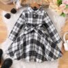 Wholesale 18M-6Y Toddler Girls Plaid Lapel Button Dress
