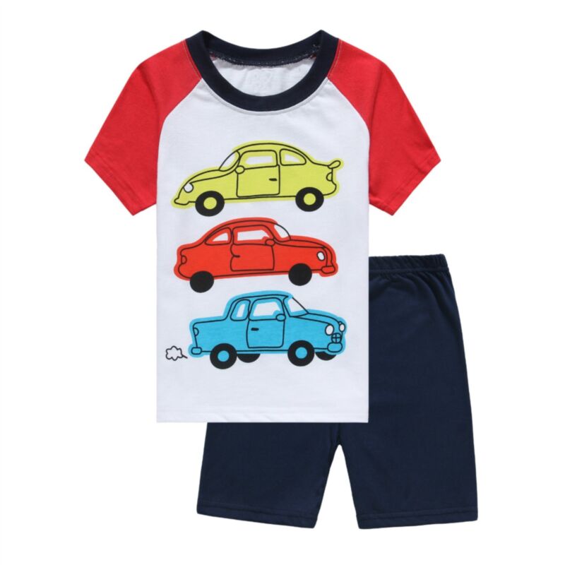 Wholesale 18M-6Y Toddler Sets Cartoon Car Short Sleeve