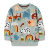 Wholesale 18M-7Y Animal Cartoon Print Long Sleeve Round