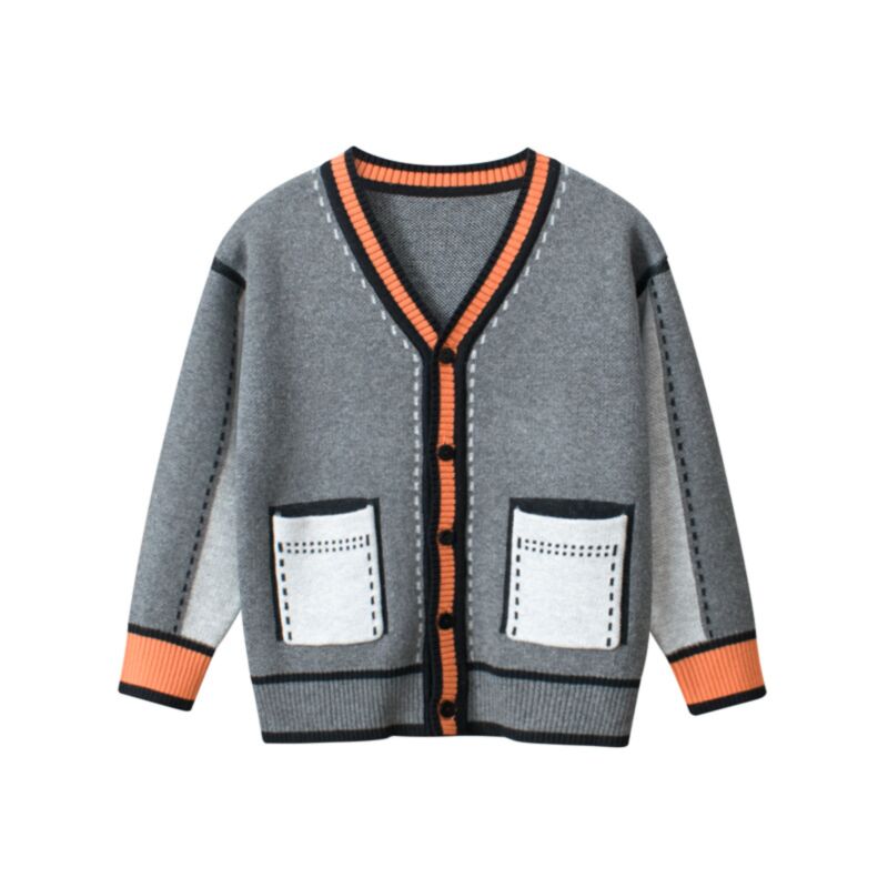 Wholesale 18M-7Y Colorblock Knitwear Button Long Sleeve