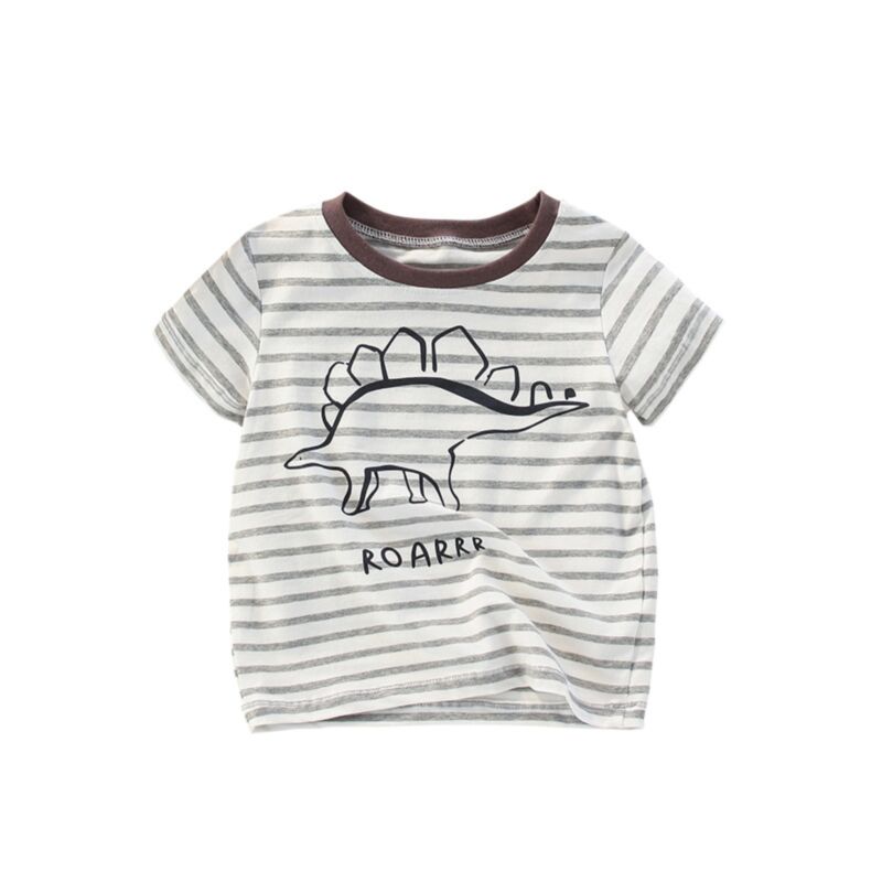 Wholesale 18M-7Y Toddler Boys Dino Striped Round Neck S