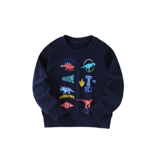 Wholesale 18M-7Y Toddler Boys Dinosaur Printed Crew Nec