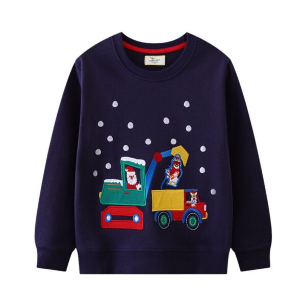 Wholesale 18M-7Y Toddler Boys Excavator Crew Neck Pullo