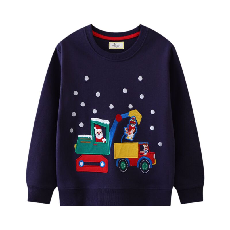 Wholesale 18M-7Y Toddler Boys Excavator Crew Neck Pullo