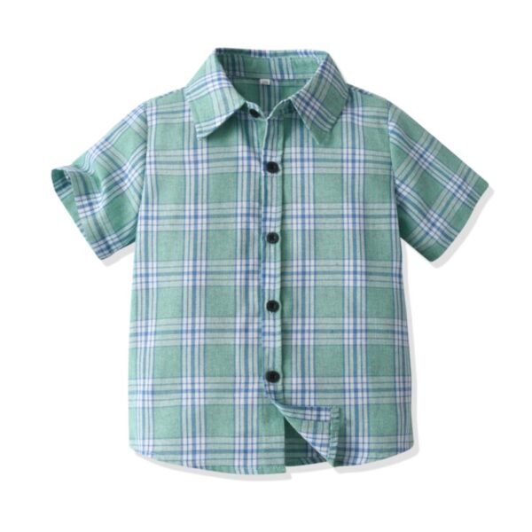 Wholesale 18M-7Y Toddler Boys Green Plaid Short Sleeve