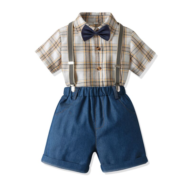 Wholesale 18M-7Y Toddler Boys Plaid Shirts Suspender Sh