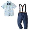 Wholesale 18M-7Y Toddler Boys Shark Print Shirt & Suspe